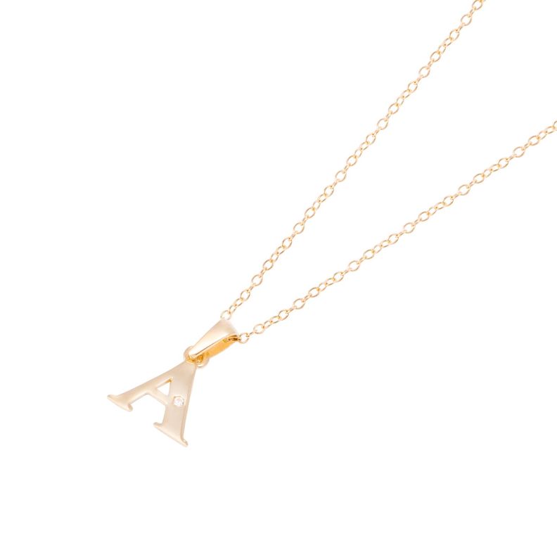 Collar de Oro de 18kt Circonitas letra A-0