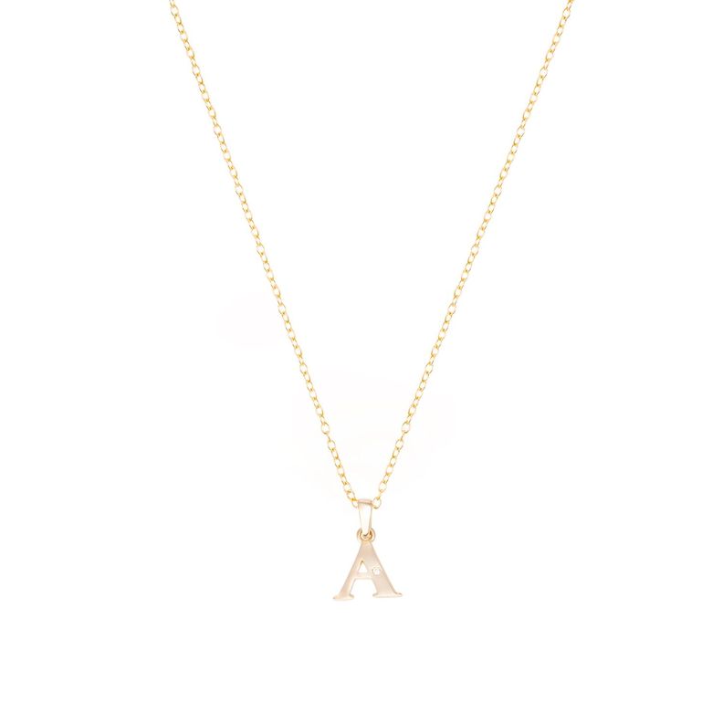 Collar de Oro de 18kt Circonitas letra A-2