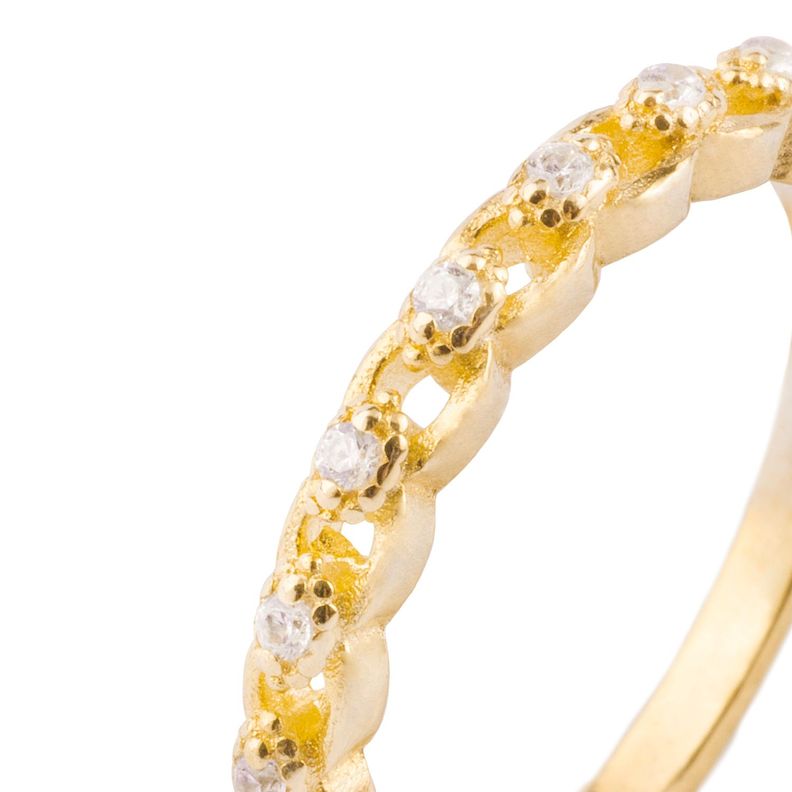 Anillo Plata Esterlina 925 Circonita Trenzada Revestida en Oro-1