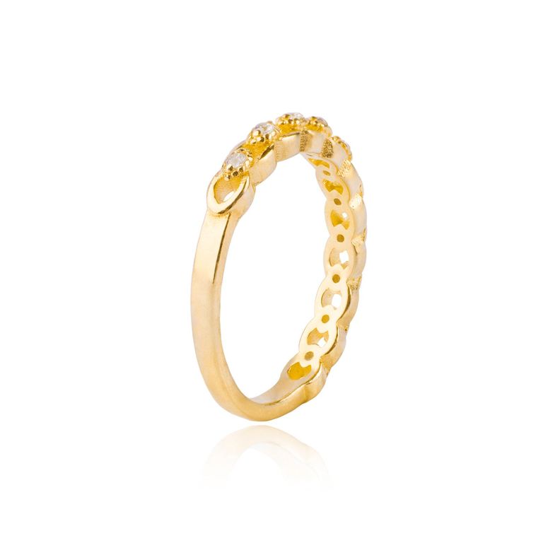 Anillo Plata Esterlina 925 Circonita Trenzada Revestida en Oro-2