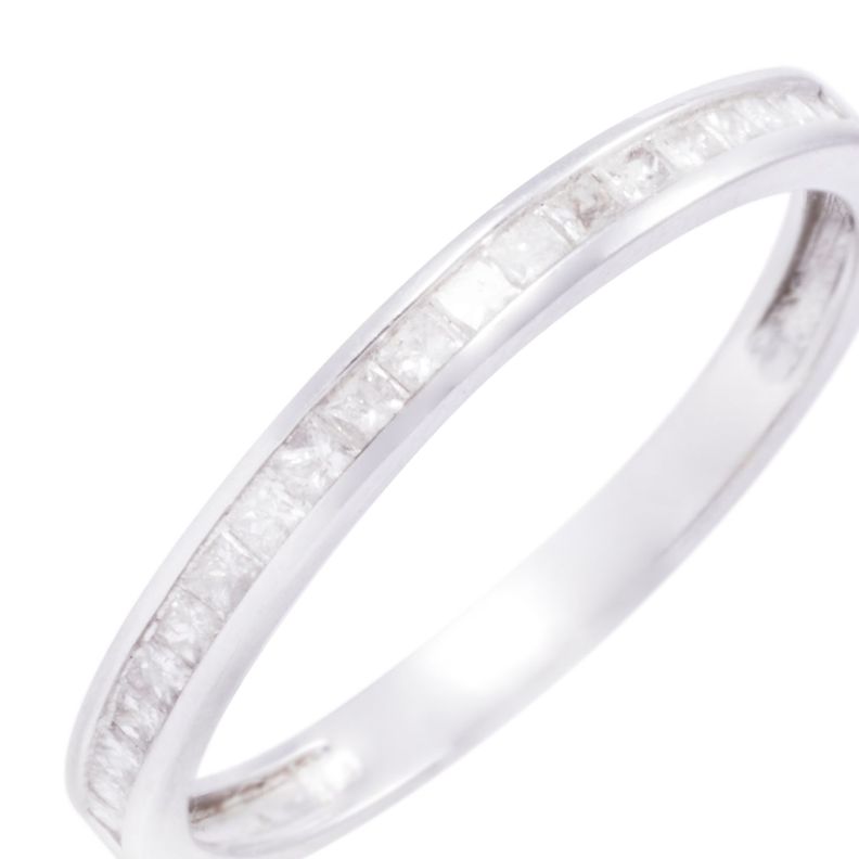 Anillo Compromiso Oro Blanco 18kt Riel 10 Pts-1