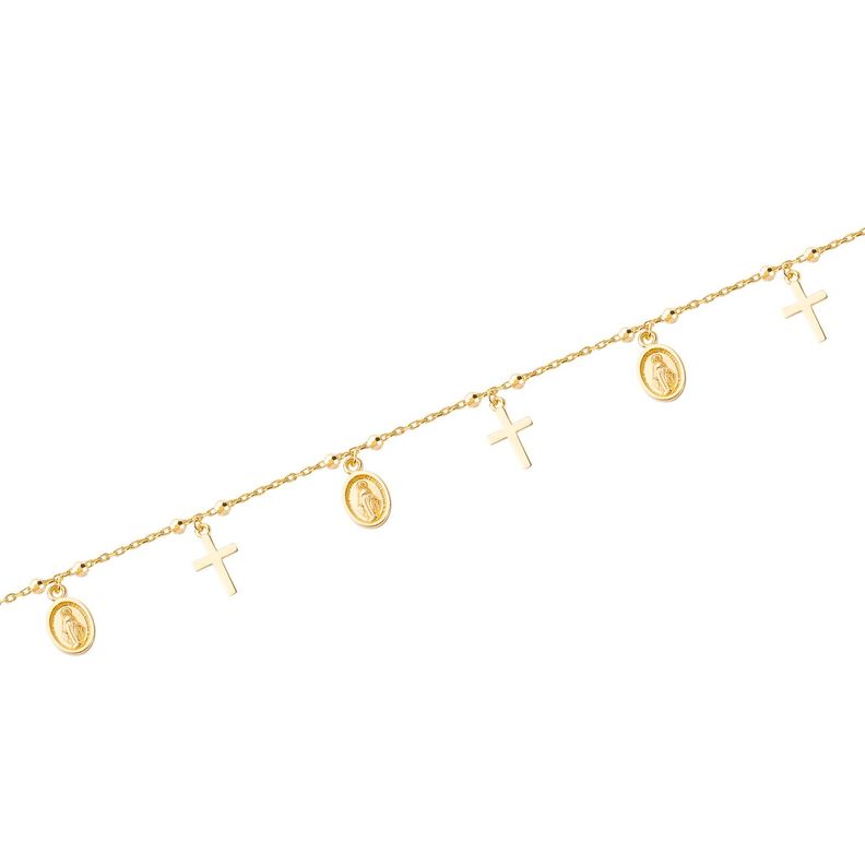 Pulseras de Oro 18kt Modelo Virgen, y Cruz Colgantes-1