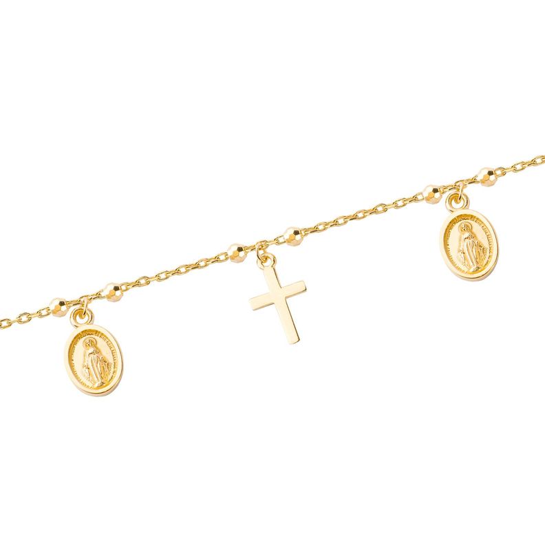 Pulseras de Oro 18kt Modelo Virgen, y Cruz Colgantes-2