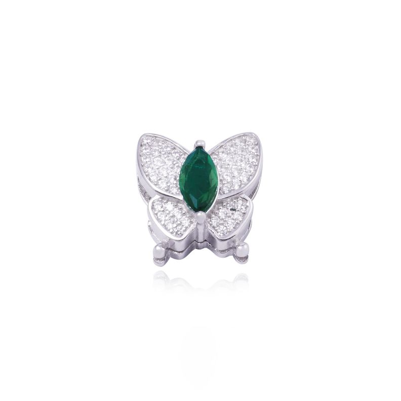 Dije de Plata broche Mariposa verde con circonita-0