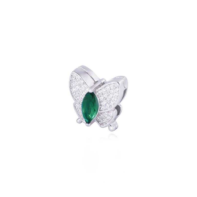 Dije de Plata broche Mariposa verde con circonita-1
