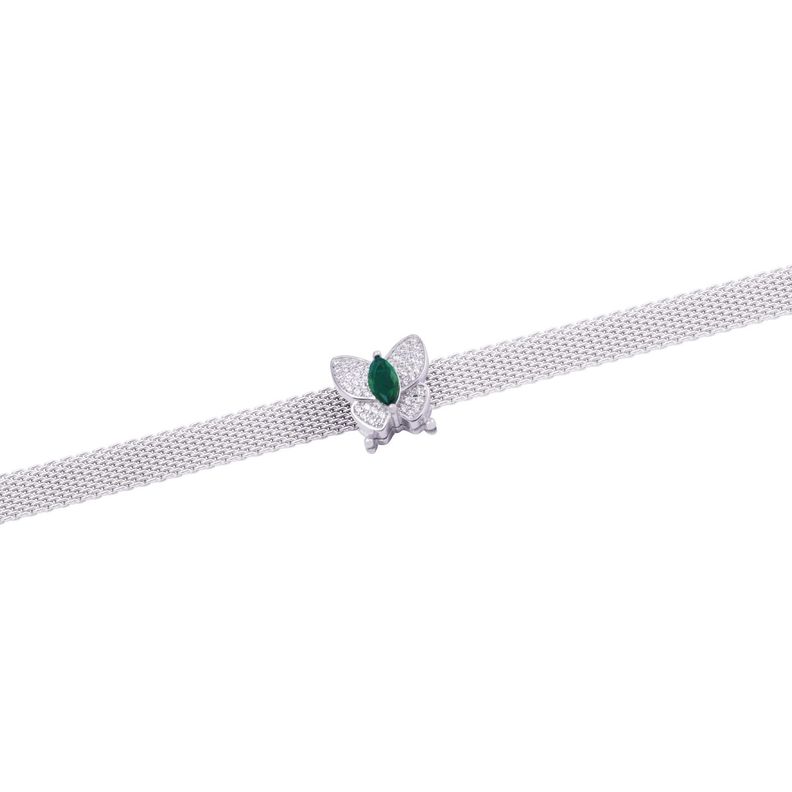 Dije de Plata broche Mariposa verde con circonita-2