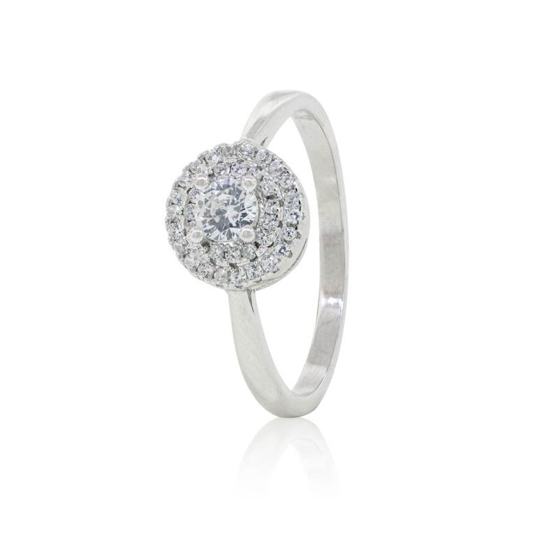 Anillo de Plata Esterlina 925 Doble Riel Circon-0
