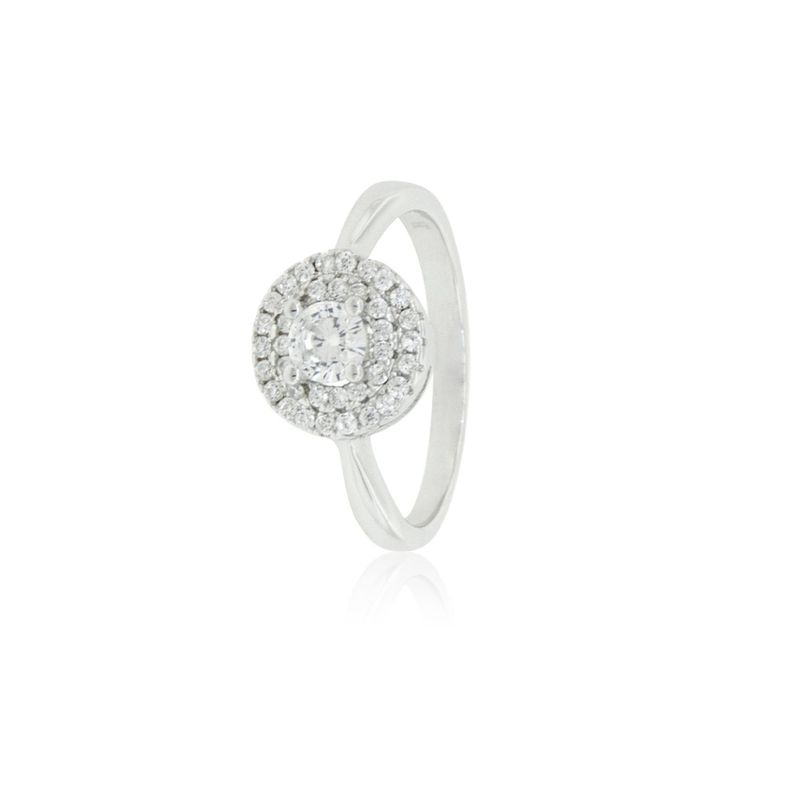 Anillo de Plata Esterlina 925 Doble Riel Circon-2
