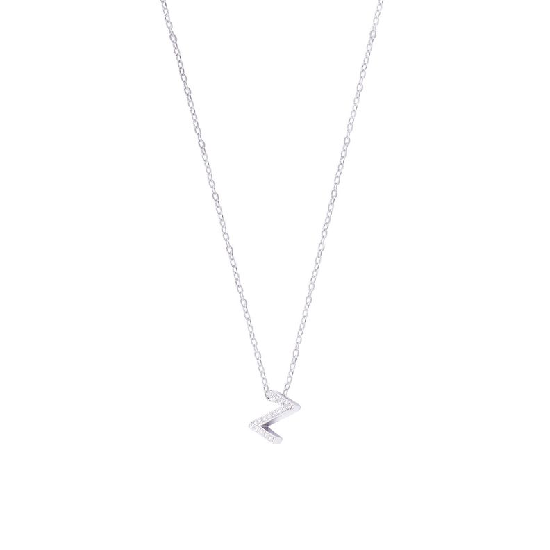 Collar de Plata Esterlina 925 Dije Letra Z Circón-0