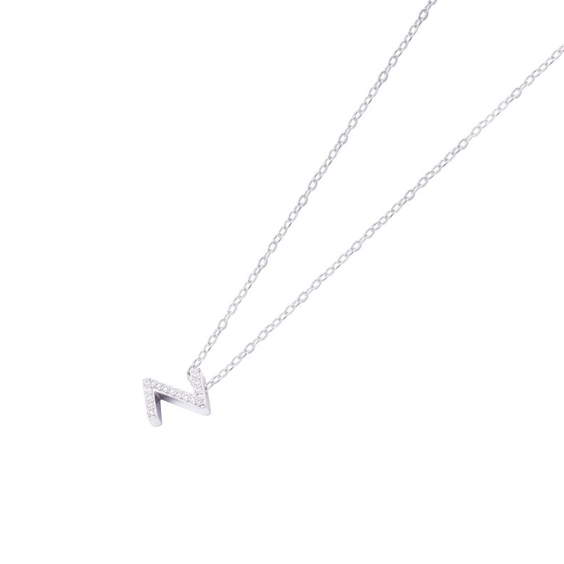 Collar de Plata Esterlina 925 Dije Letra Z Circón-1