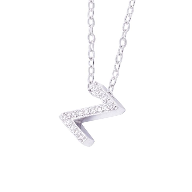 Collar de Plata Esterlina 925 Dije Letra Z Circón-2
