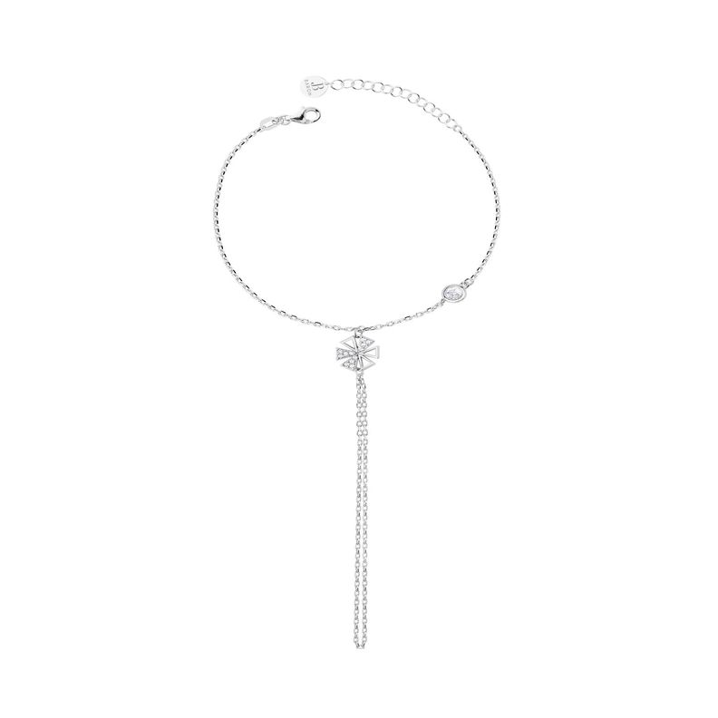 Pulsera de Plata Esterlina 925 Anillo Trébol Circonita-0