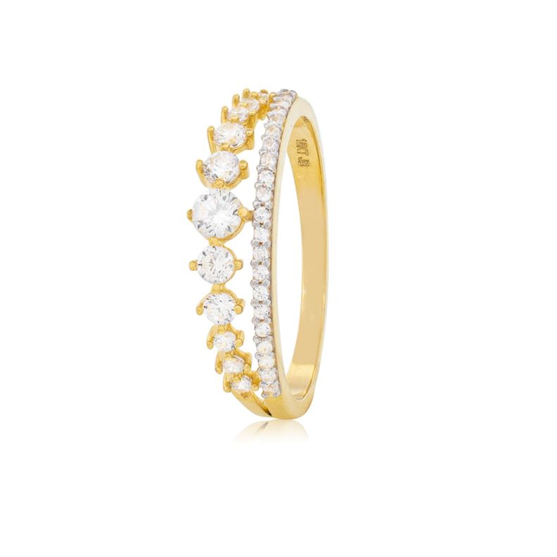Anillo de Oro Amarillo 18kt Corona Doble Circonitas-0