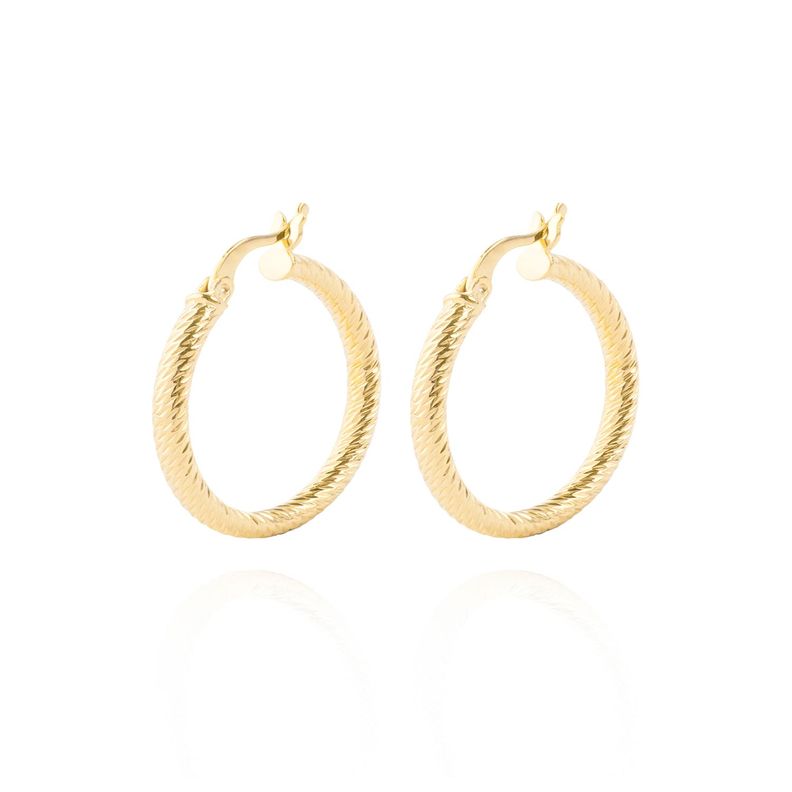 Aros de Plata Esterlina 925 Argollas Torcidas Revestido en Oro 18kt-0