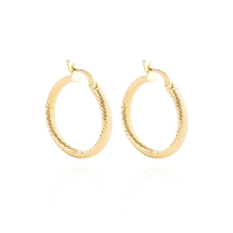 Aros de Plata Esterlina 925 Argollas Torcidas Revestido en Oro 18kt-2
