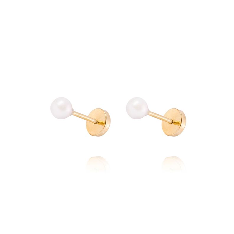 Aros de Oro 18kt Perla cultivada sola 3,0 mm. Abridor-0