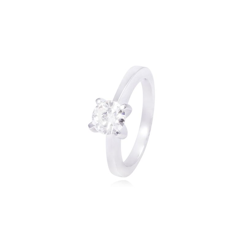 Anillo Compromiso Oro Blanco 18kt Diamante Solitario 90pts-0