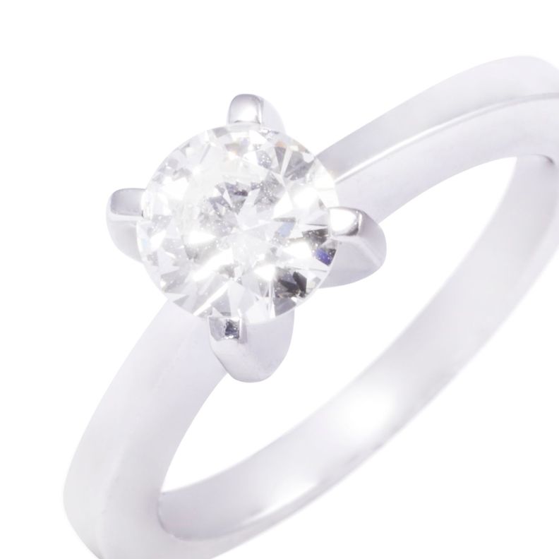 Anillo Compromiso Oro Blanco 18kt Diamante Solitario 90pts-1