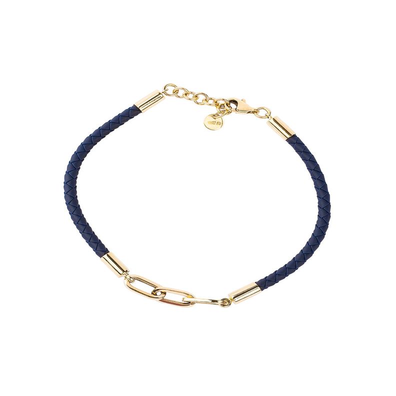 Pulsera de Oro Amarillo 18kt Cuero Eslabón-0