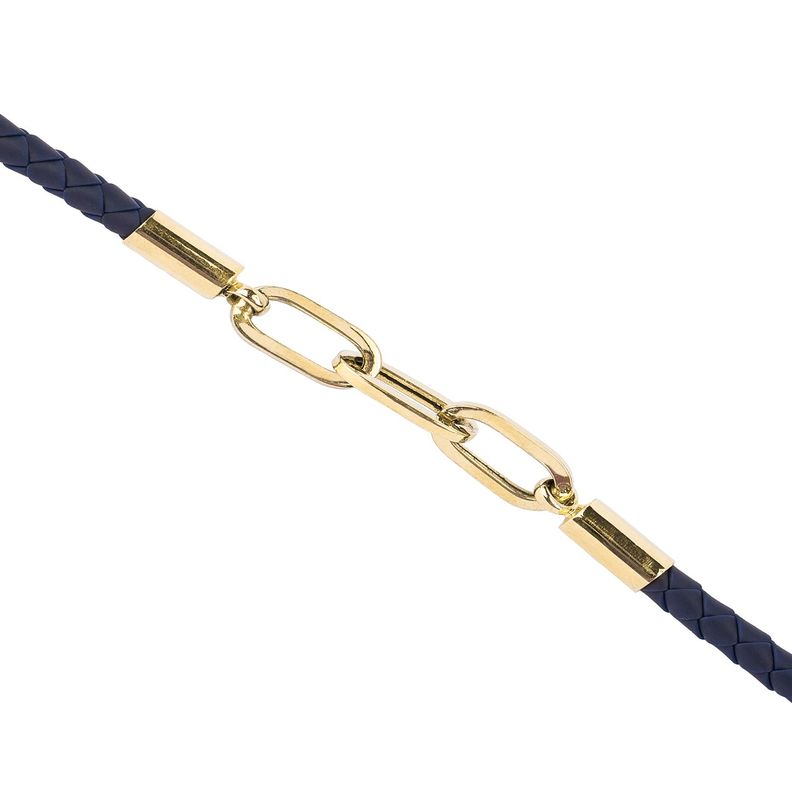Pulsera de Oro Amarillo 18kt Cuero Eslabón-1