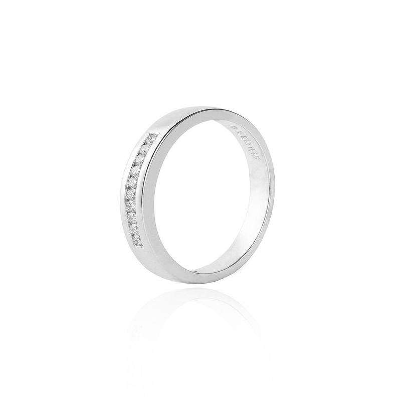 Anillo Oro Blanco 18kt Diamantes 15Pts Riel Corte Brillante-0