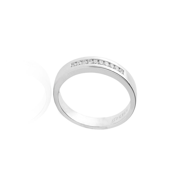 Anillo Oro Blanco 18kt Diamantes 15Pts Riel Corte Brillante-2