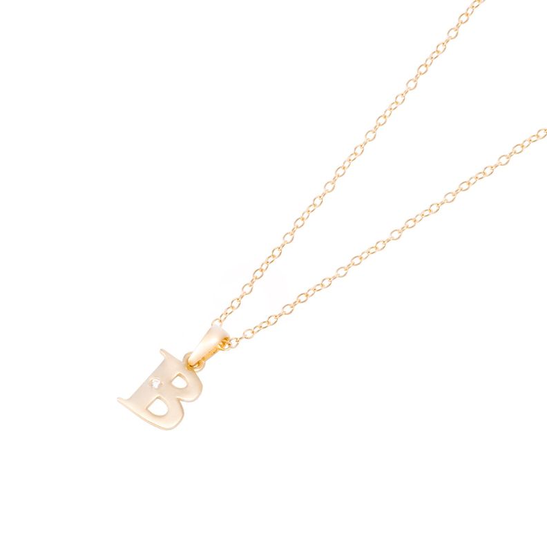 Collar de Oro de 18kt Circonitas letra B-0