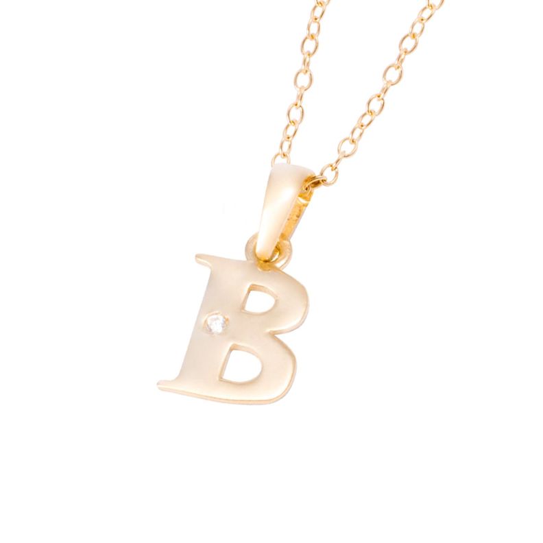 Collar de Oro de 18kt Circonitas letra B-1