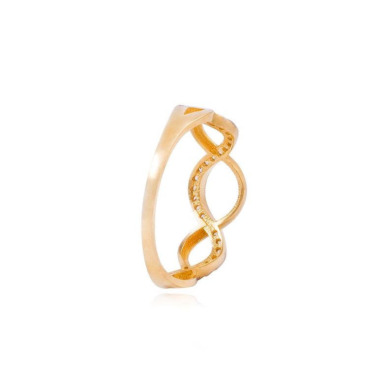 Anillo de Oro 18kt Ondas Circón y Liso-2