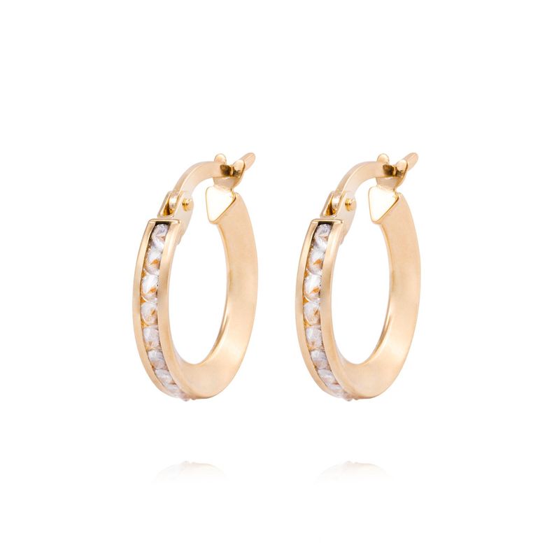 Aros de Oro 18kt Argollas Circón 21-0