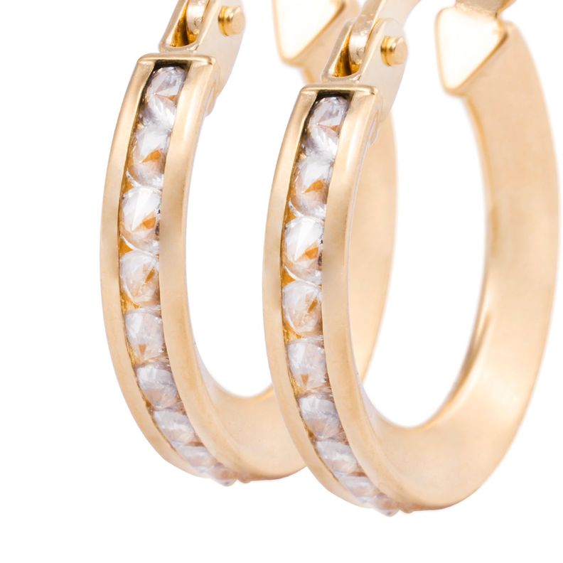 Aros de Oro 18kt Argollas Circón 21-1