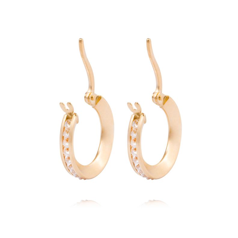 Aros de Oro 18kt Argollas Circón 21-2