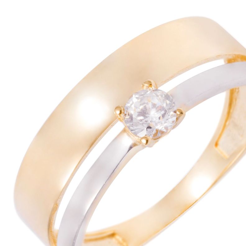 Anillo Compromiso de Oro de 18kt Solitario Bicolor-1