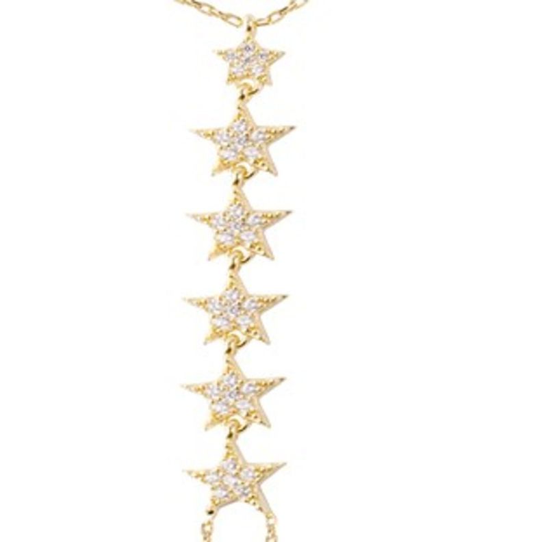 Pulsera Plata Esterlina 925 Estrellas Colgantes Revestidas-2