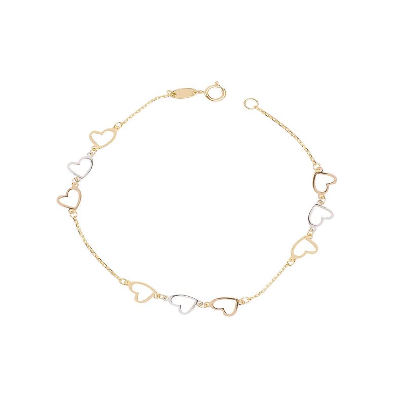 Pulsera de Oro 18kt Trios de Corazones-0