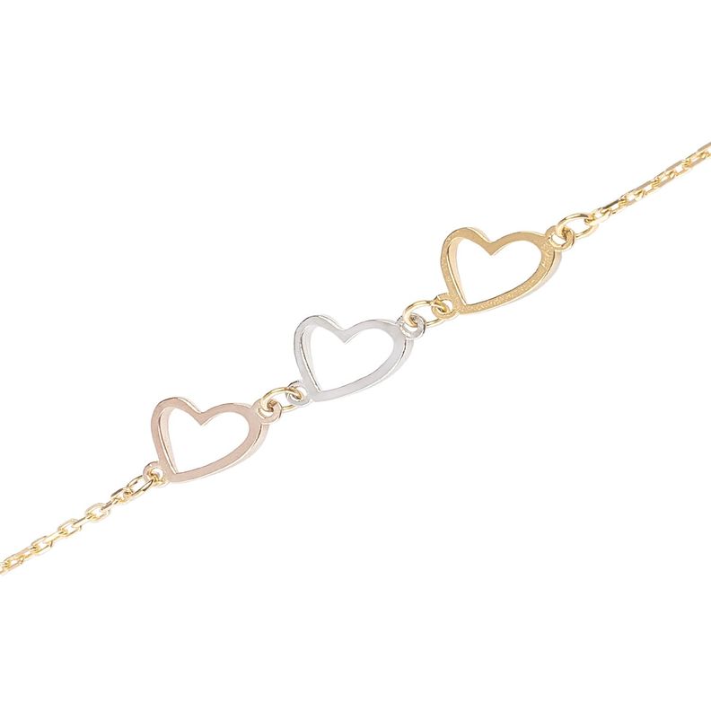 Pulsera de Oro 18kt Trios de Corazones-1