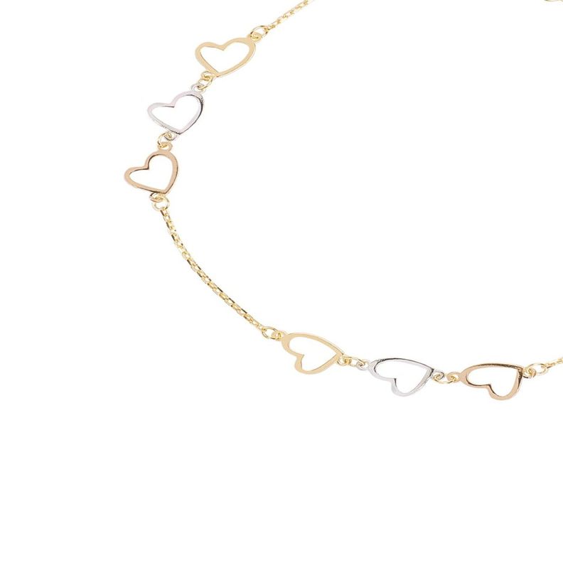 Pulsera de Oro 18kt Trios de Corazones-2