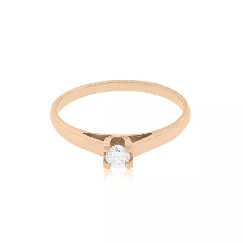 Anillo Compromiso Oro Rosado 18kt  Nápoles 1x3ptos Diamante-2