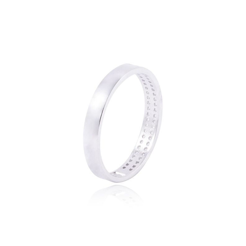 Anillo Compromiso Oro Blanco 18kt Doble Riel Circón-2
