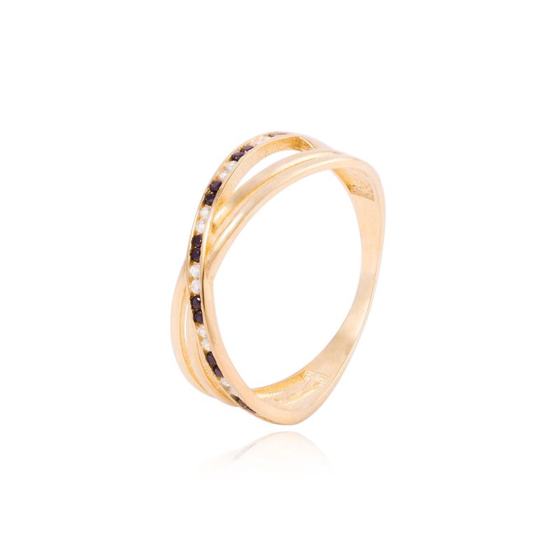 Anillo Compromiso de Oro 18Kt Circón con Onix-0