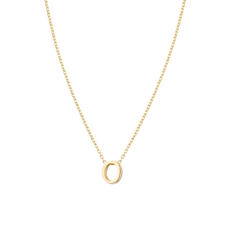 Collar de Plata Esterlina 925 Letra O Lisa Revestido en Oro 18kt-0