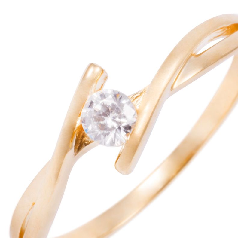 Anillo de Oro amarillo 18kt circón Engaste al aire-1