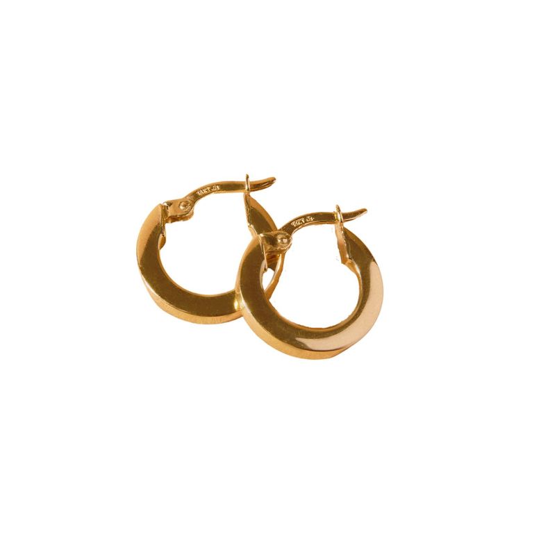 Aros de Oro 18kt Argollas Plana 10mm Gruesa-0
