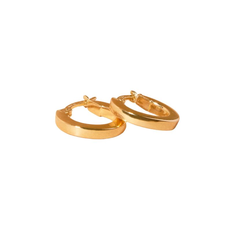 Aros de Oro 18kt Argollas Plana 10mm Gruesa-1