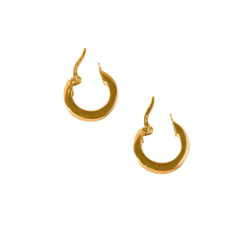Aros de Oro 18kt Argollas Plana 10mm Gruesa-2