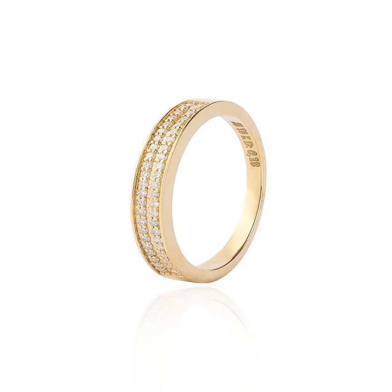 Anillo Oro Amarillo 18kt Diamantes 18 Pts Riel-0