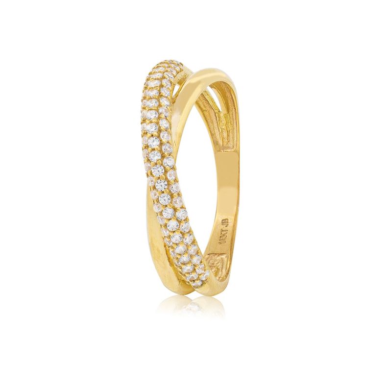 Anillo de Oro 18kt Circon Entrenzado