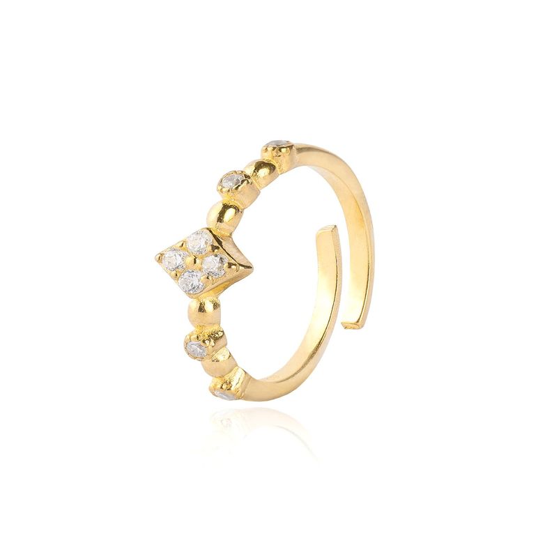 Anillo de Plata Esterlina 925 Ajustable Circon Revestido en Oro 18kt-0