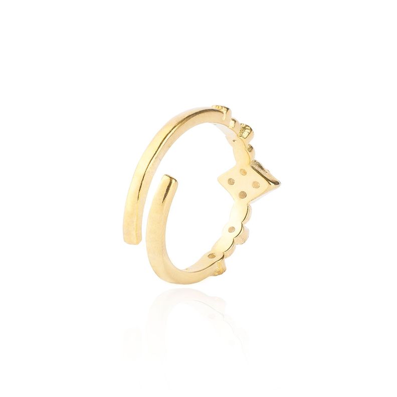 Anillo de Plata Esterlina 925 Ajustable Circon Revestido en Oro 18kt-1