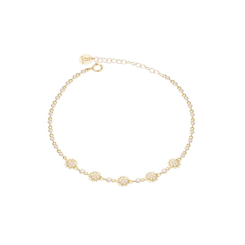 Pulsera Plata Esterlina 925 Cinco Soles Revestido Oro 18kt-0